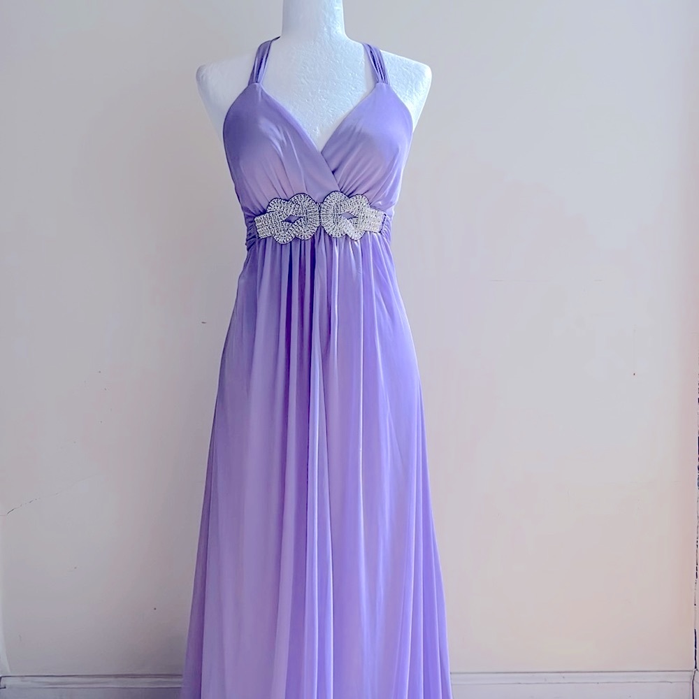 Ureka purple Diamond Stone Details maxi Dress